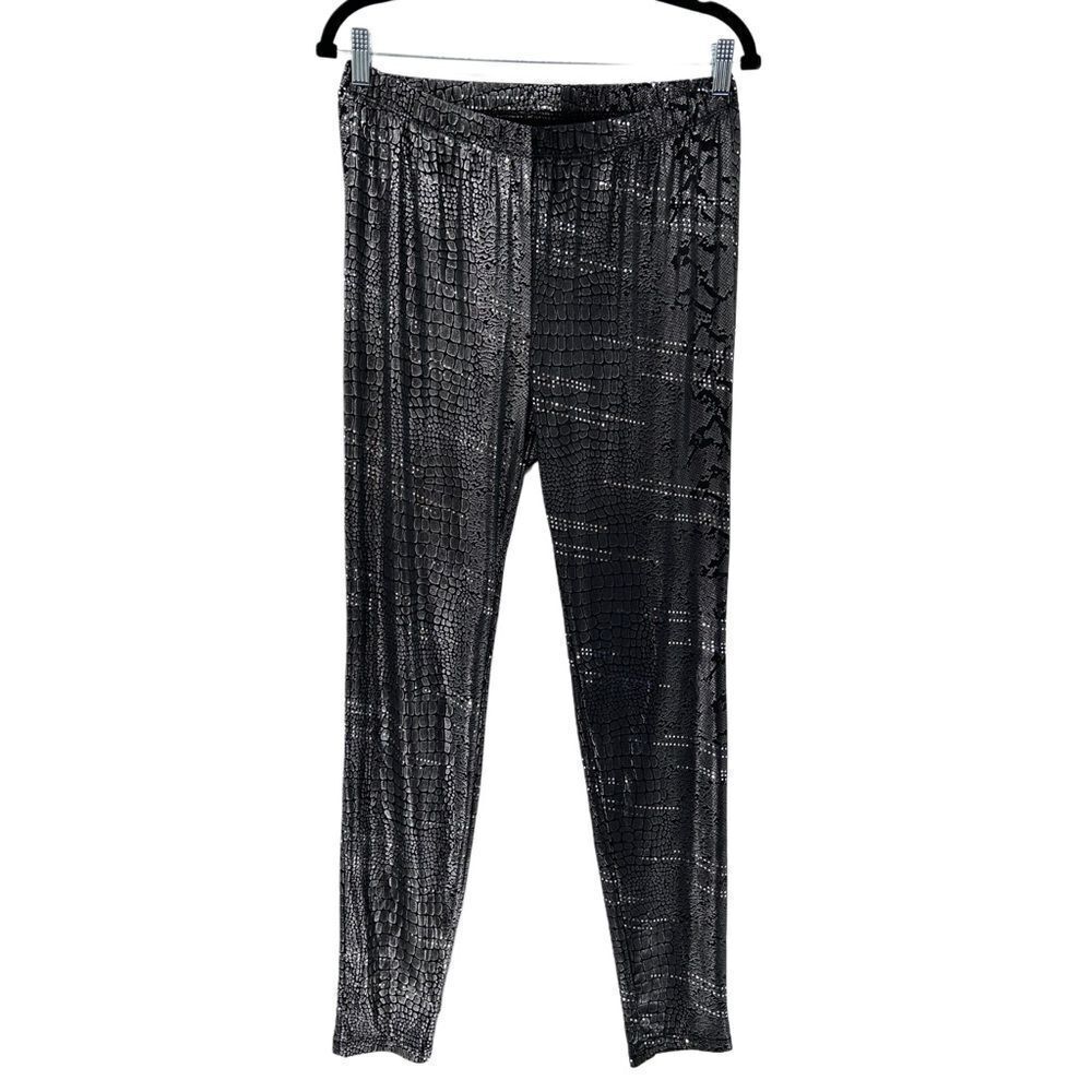 Torrid Womens Metallic Black Snakeskin Pattern Leggings Size 2